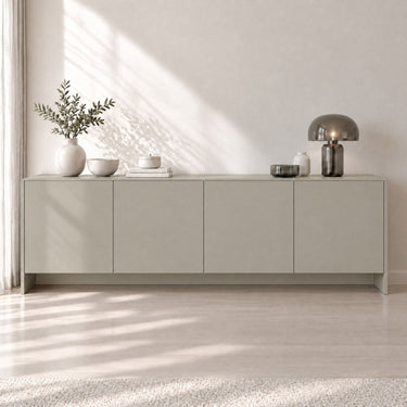 Taupe matte interieurfolie op dressoir in woonkamer